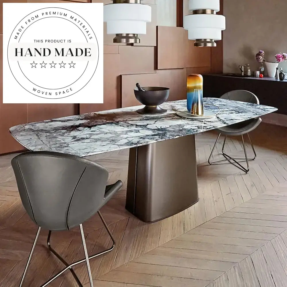 Luxury Italian Modern Natural Marble Stainless Steel Dining Table