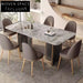 Luxury Italian Modern Rock Slab Top Stainless Steel Family Dining Table