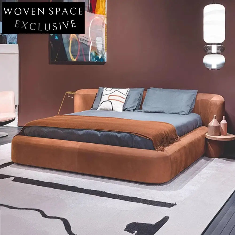 Luxury Italian Modern Upholstered King Size Fabric Leather Master Bed