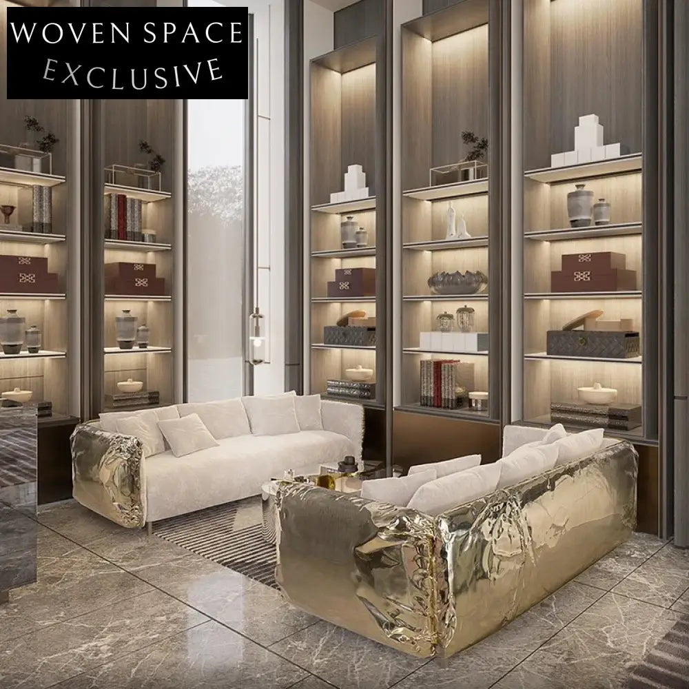 Luxury Italian Modular Golden Stainless Steel Living Room Sofa