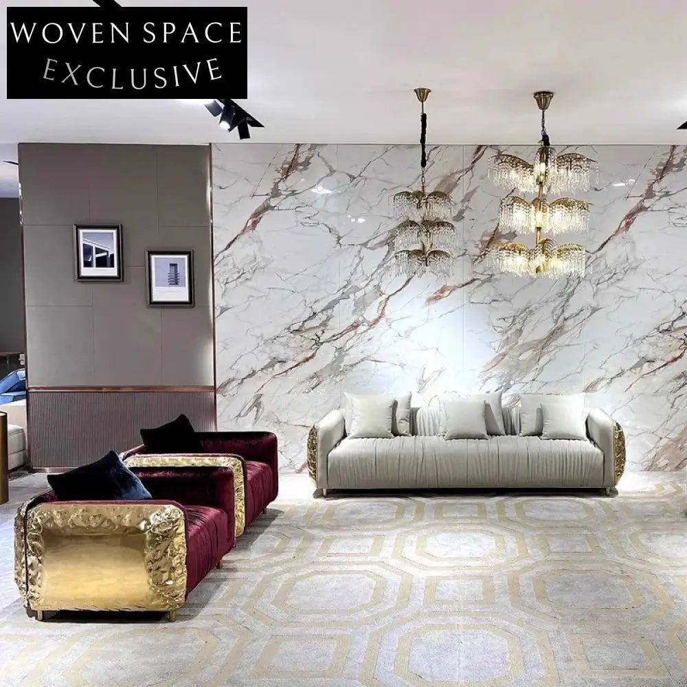 Luxury Italian Modular Golden Stainless Steel Living Room Sofa