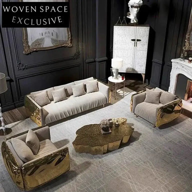 Luxury Italian Modular Golden Stainless Steel Living Room Sofa