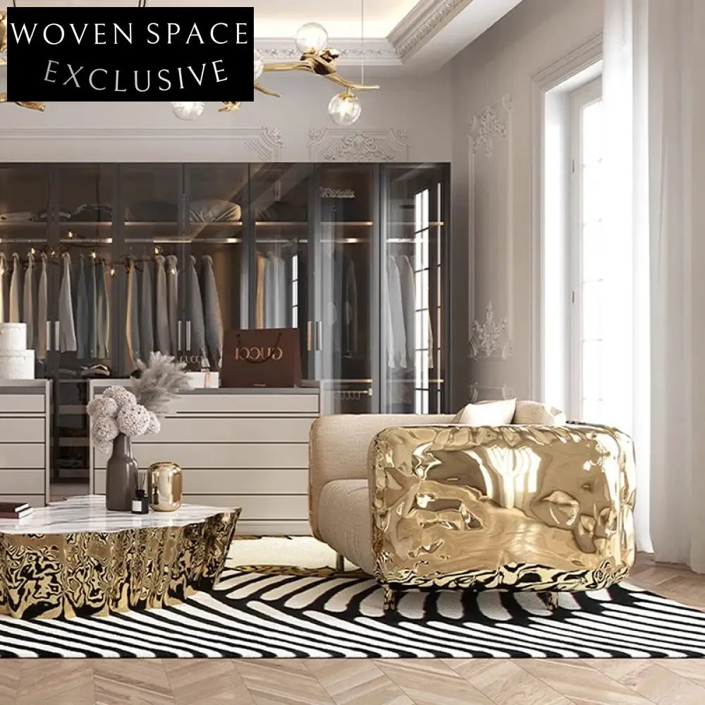 Luxury Italian Modular Golden Stainless Steel Living Room Sofa