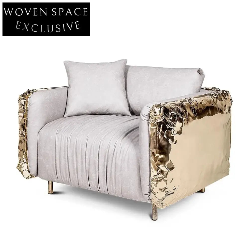 Luxury Italian Modular Golden Stainless Steel Living Room Sofa