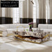 Luxury Italian Natural Marble Center Coffee Table with Golden Metal Base