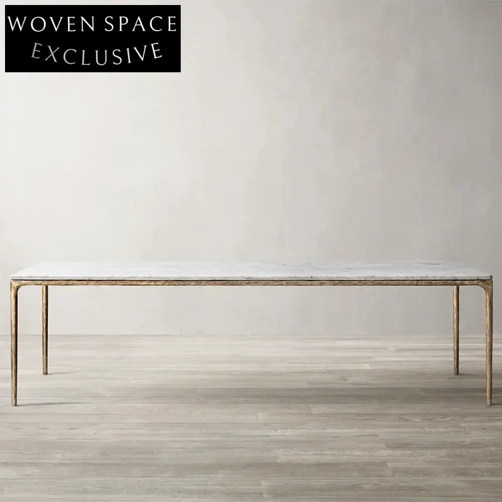 Luxury Italian Natural Marble Dining Table with Elegant Copper Base