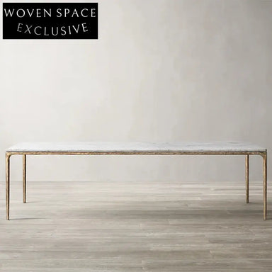 Luxury Italian Natural Marble Dining Table with Elegant Copper Base