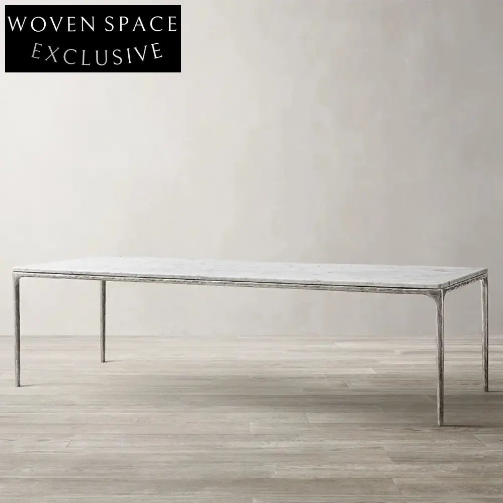 Luxury Italian Natural Marble Dining Table with Elegant Copper Base