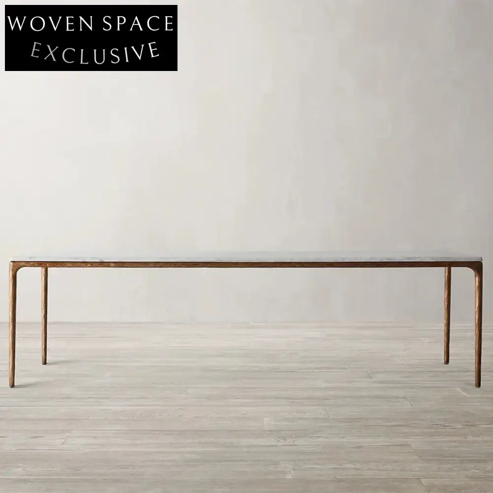 Luxury Italian Natural Marble Dining Table with Elegant Copper Base