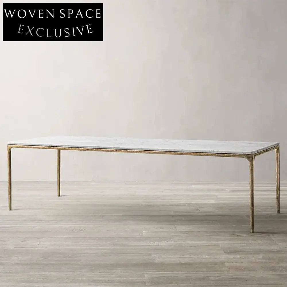 Luxury Italian Natural Marble Dining Table with Elegant Copper Base