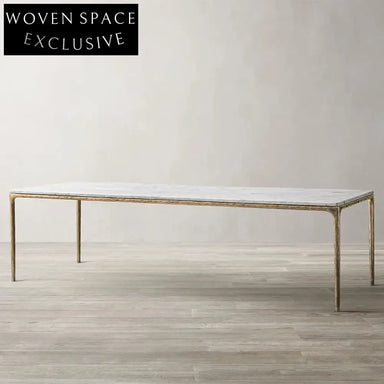 Luxury Italian Natural Marble Dining Table with Elegant Copper Base