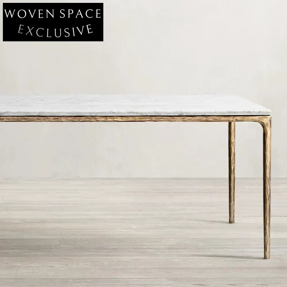 Luxury Italian Natural Marble Dining Table with Elegant Copper Base