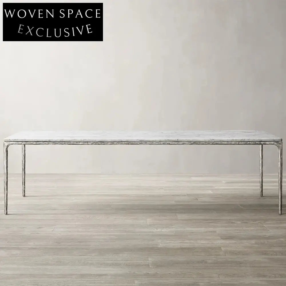 Luxury Italian Natural Marble Dining Table with Elegant Copper Base