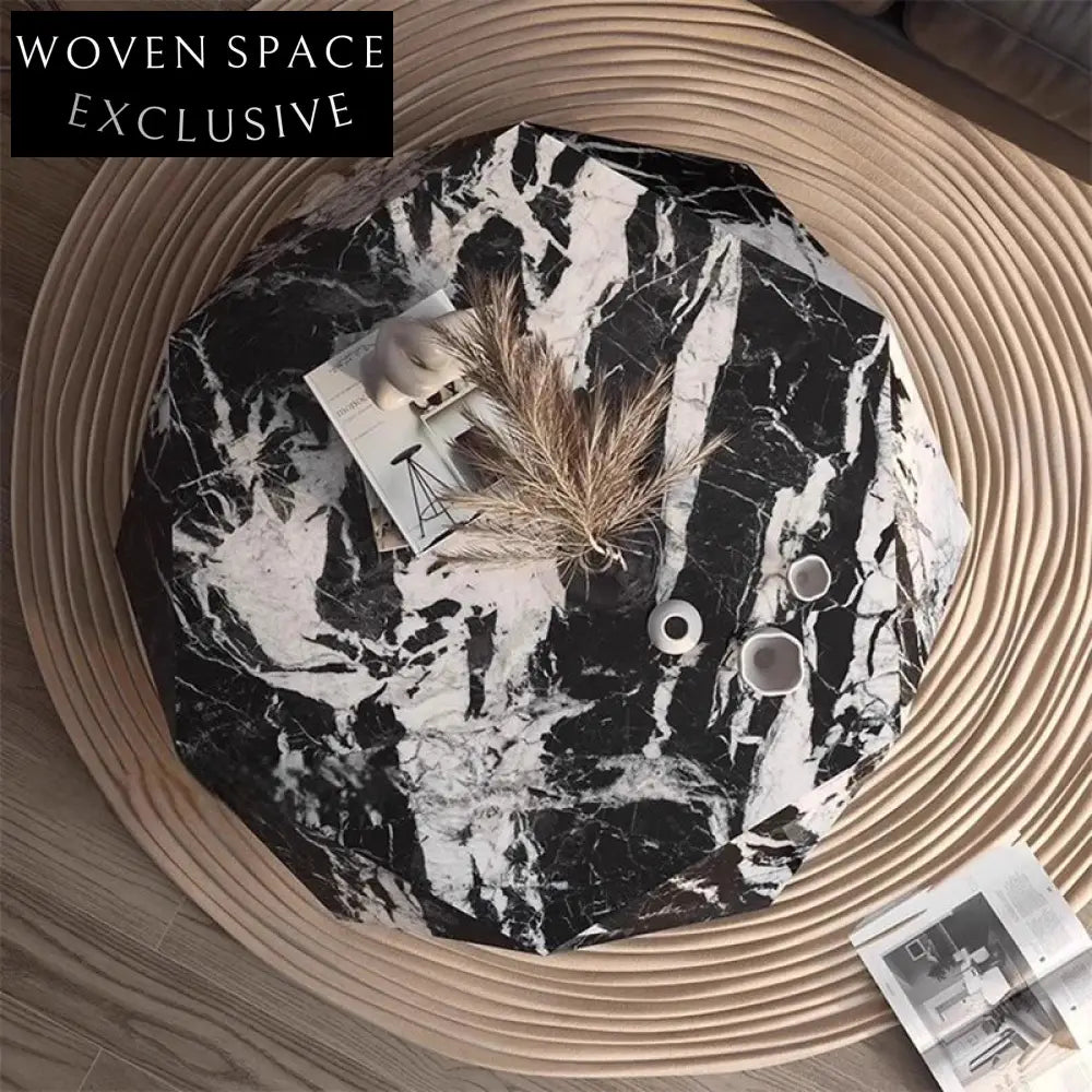 Luxury Italian Natural Marble Round Coffee Table for Modern Living Room