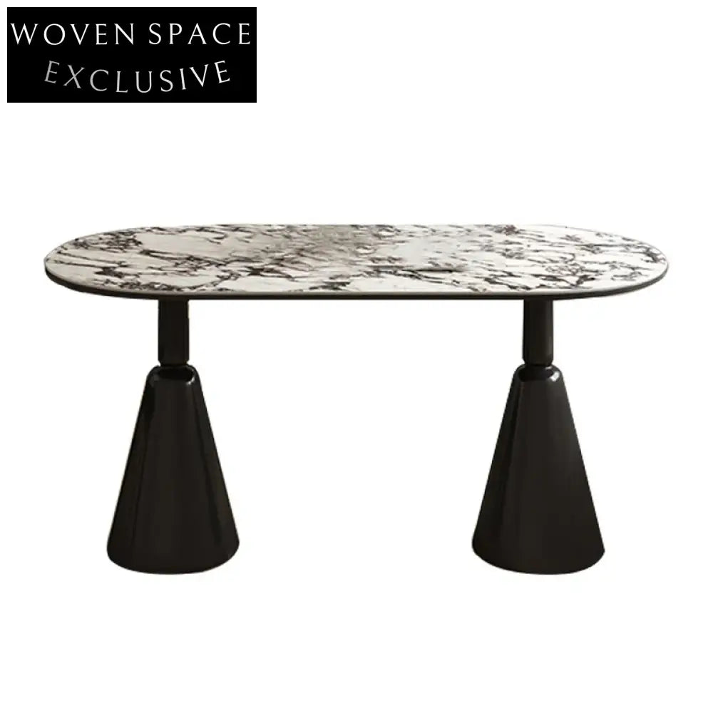 Luxury Italian Oval Slate Top Dining Table with Fiberglass Base for Modern Homes