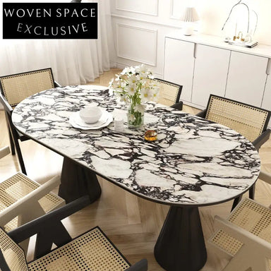 Luxury Italian Oval Slate Top Dining Table with Fiberglass Base for Modern Homes
