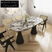 Luxury Italian Oval Slate Top Dining Table with Fiberglass Base for Modern Homes