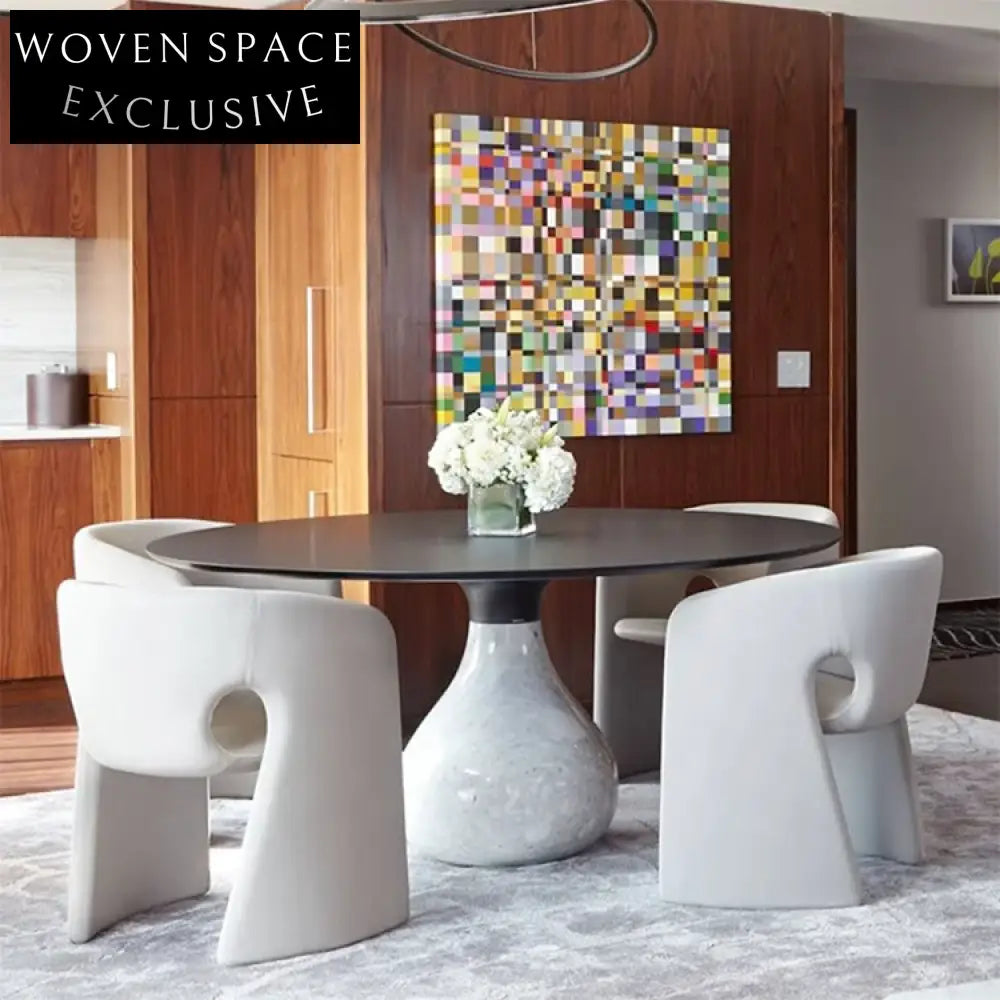 Luxury Italian Round Marble Dining Table - Modern 6 Seater Design
