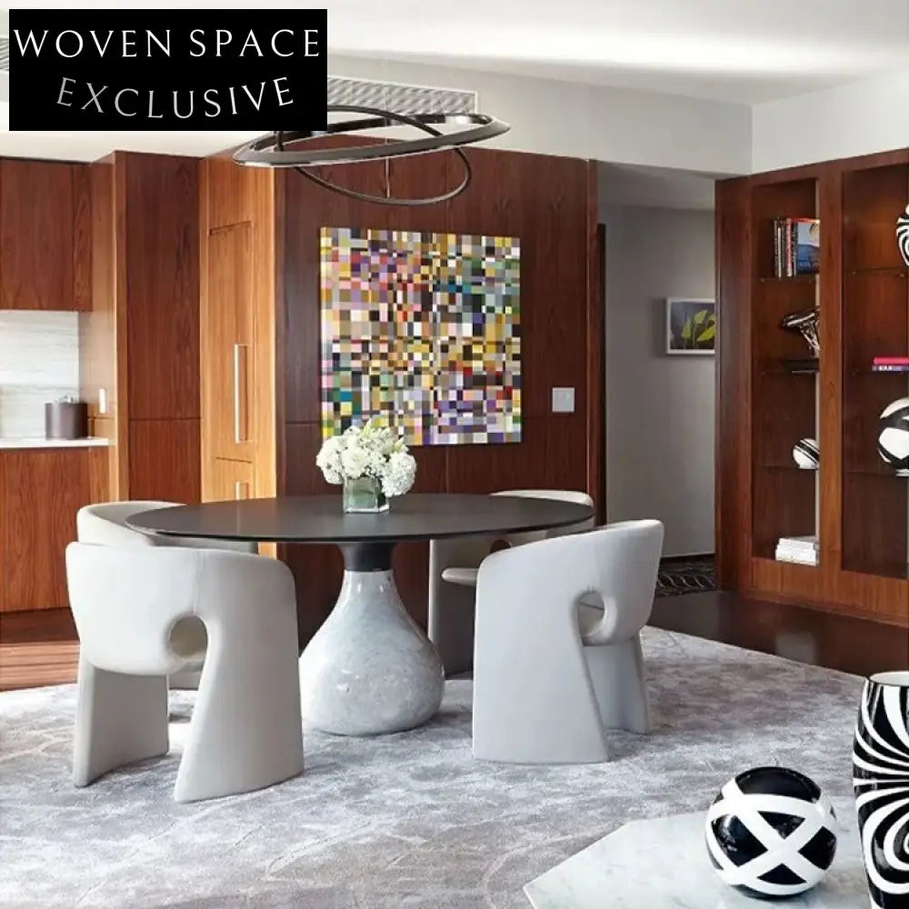 Luxury Italian Round Marble Dining Table - Modern 6 Seater Design