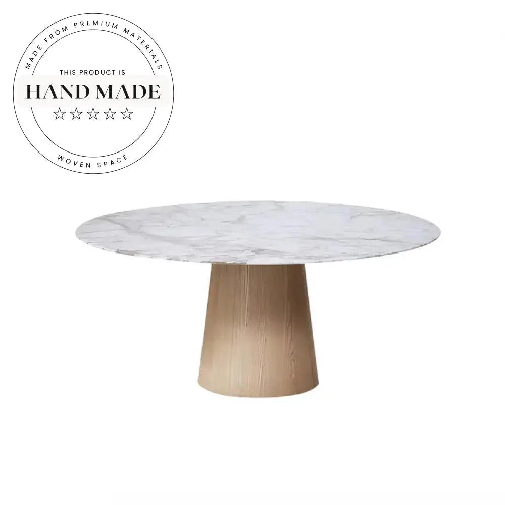 Luxury Italian Slate Top Round Walnut Wood 6 Seater Dining Table