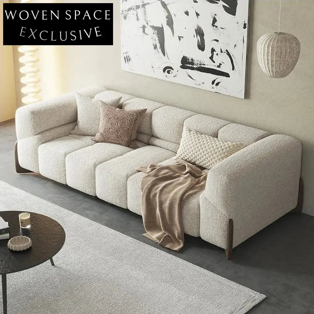 Luxury Italian Style Living Room Upholstered Sofa Set with Wood Legs