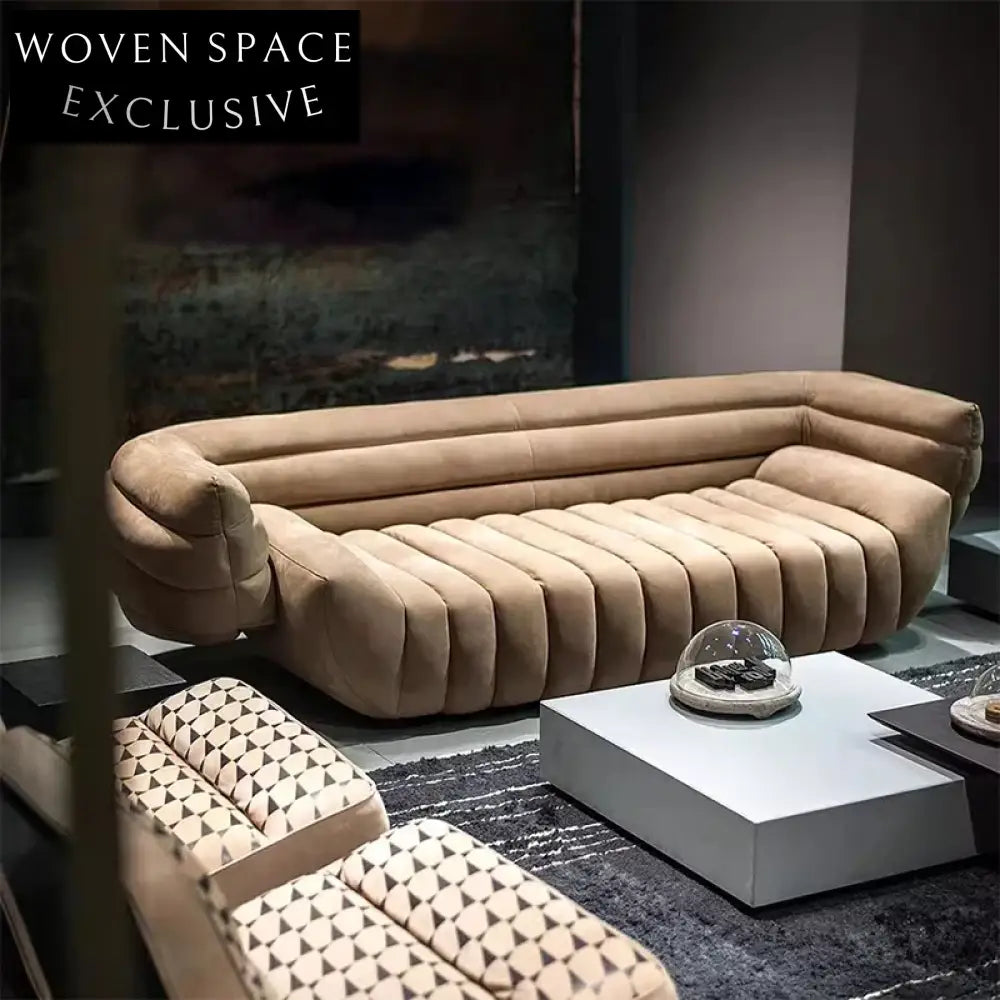 Luxury Italian Style Modular Leather Sectional Sofa for Modern Home Living