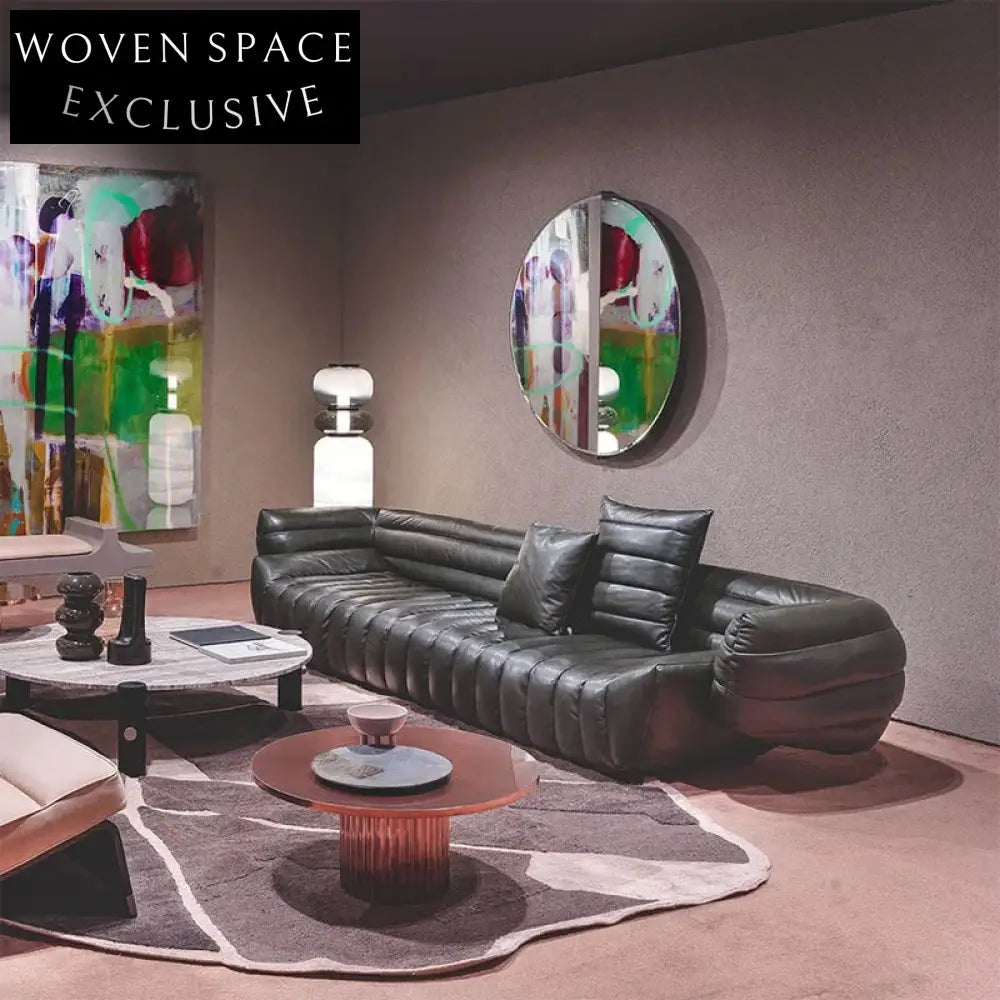Luxury Italian Style Modular Leather Sectional Sofa for Modern Home Living