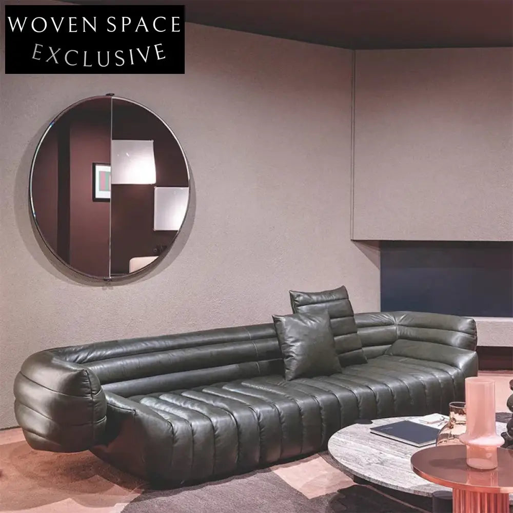 Luxury Italian Style Modular Leather Sectional Sofa for Modern Home Living