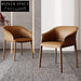 Luxury Italian Style Saddle Leather Dining Armchair with Sturdy Metal Legs