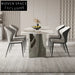 Luxury Italian Style Slate Top Stainless Steel Dining Table for Modern Homes