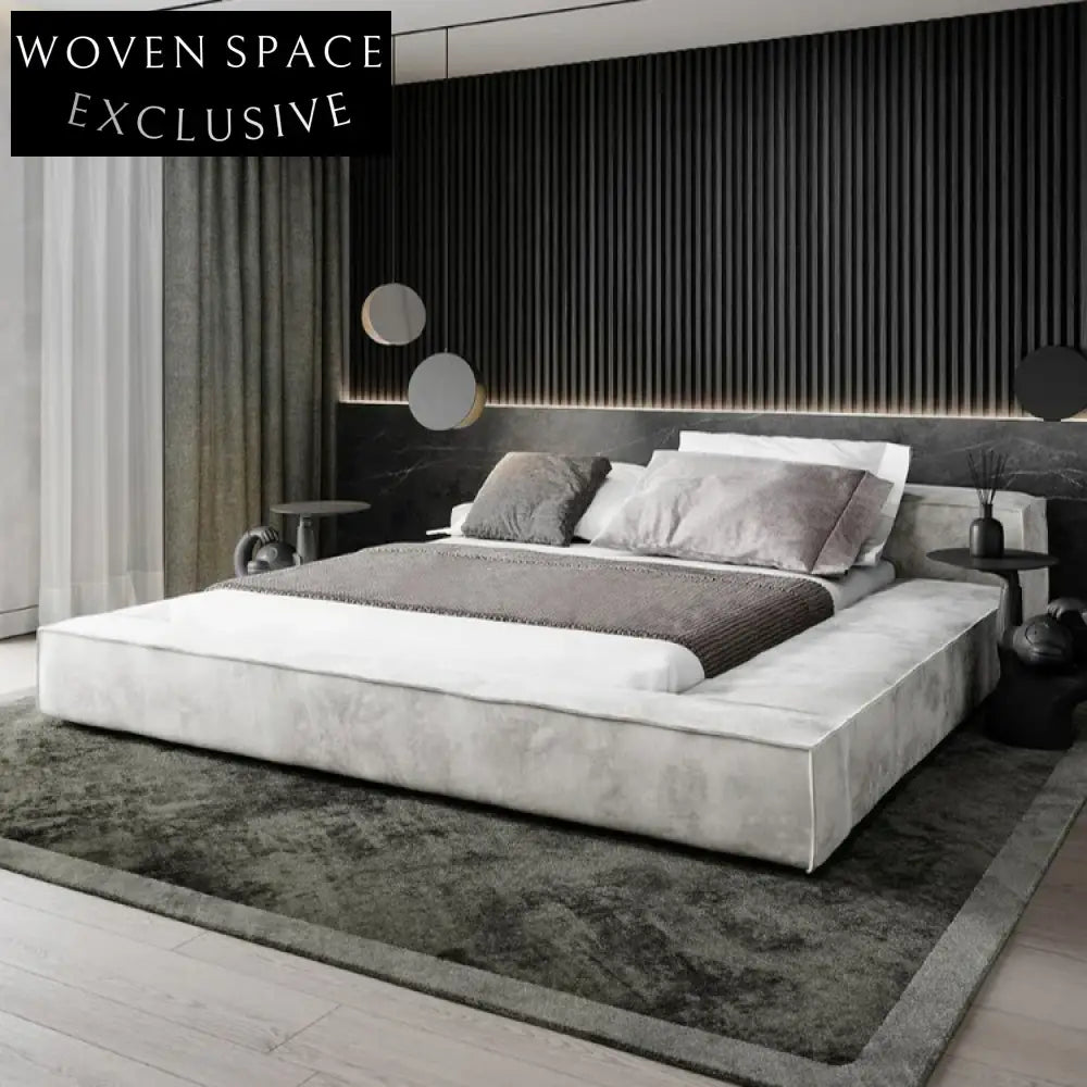 Luxury Italian Style Upholstered Solid Wood Frame Queen King Size Double Bed