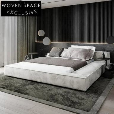 Luxury Italian Style Upholstered Solid Wood Frame Queen King Size Double Bed