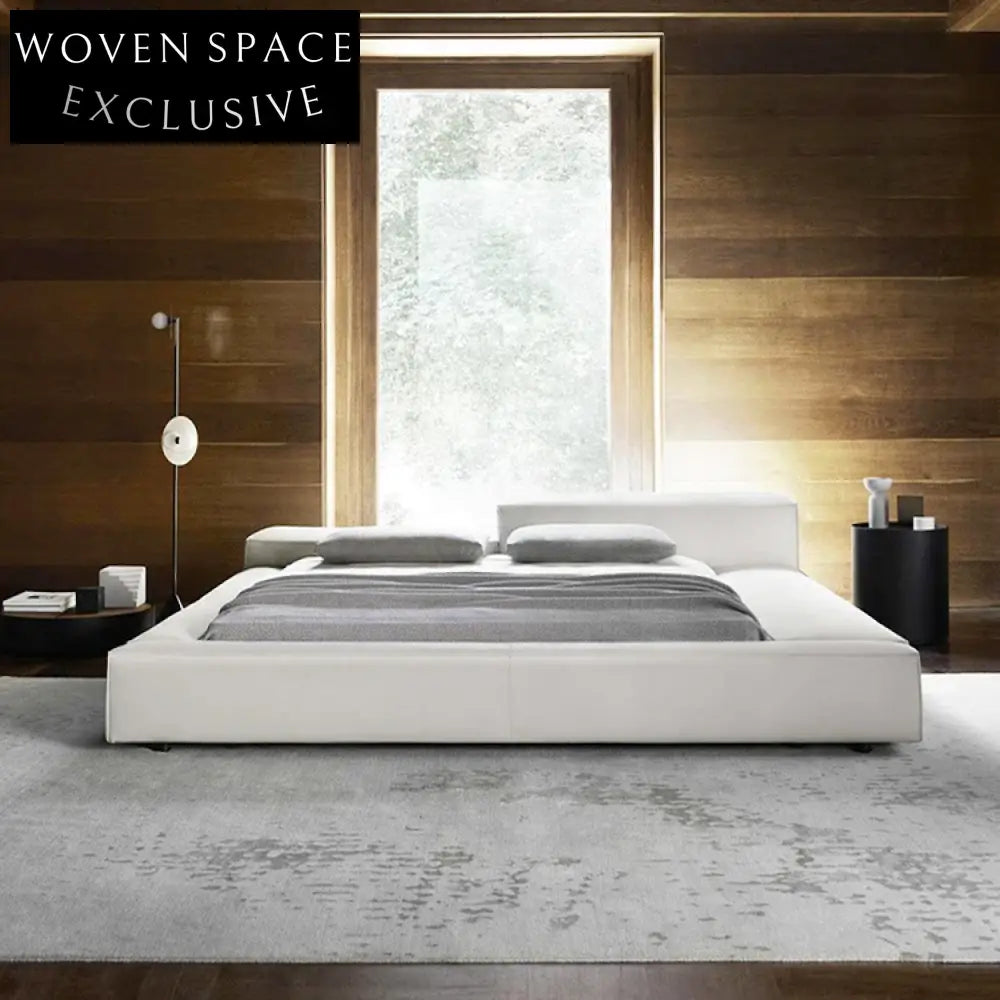 Luxury Italian Style Upholstered Solid Wood Frame Queen King Size Double Bed
