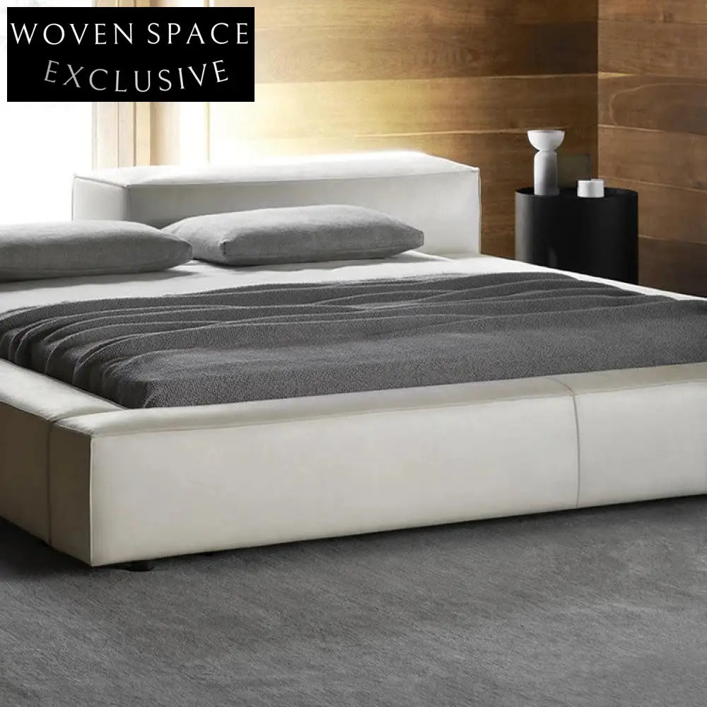 Luxury Italian Style Upholstered Solid Wood Frame Queen King Size Double Bed