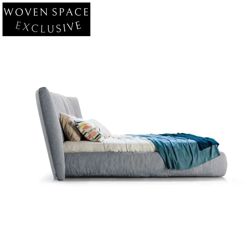 Luxury Italian Tufted Upholstered King Size Bed Frame with Grand Headboard Design