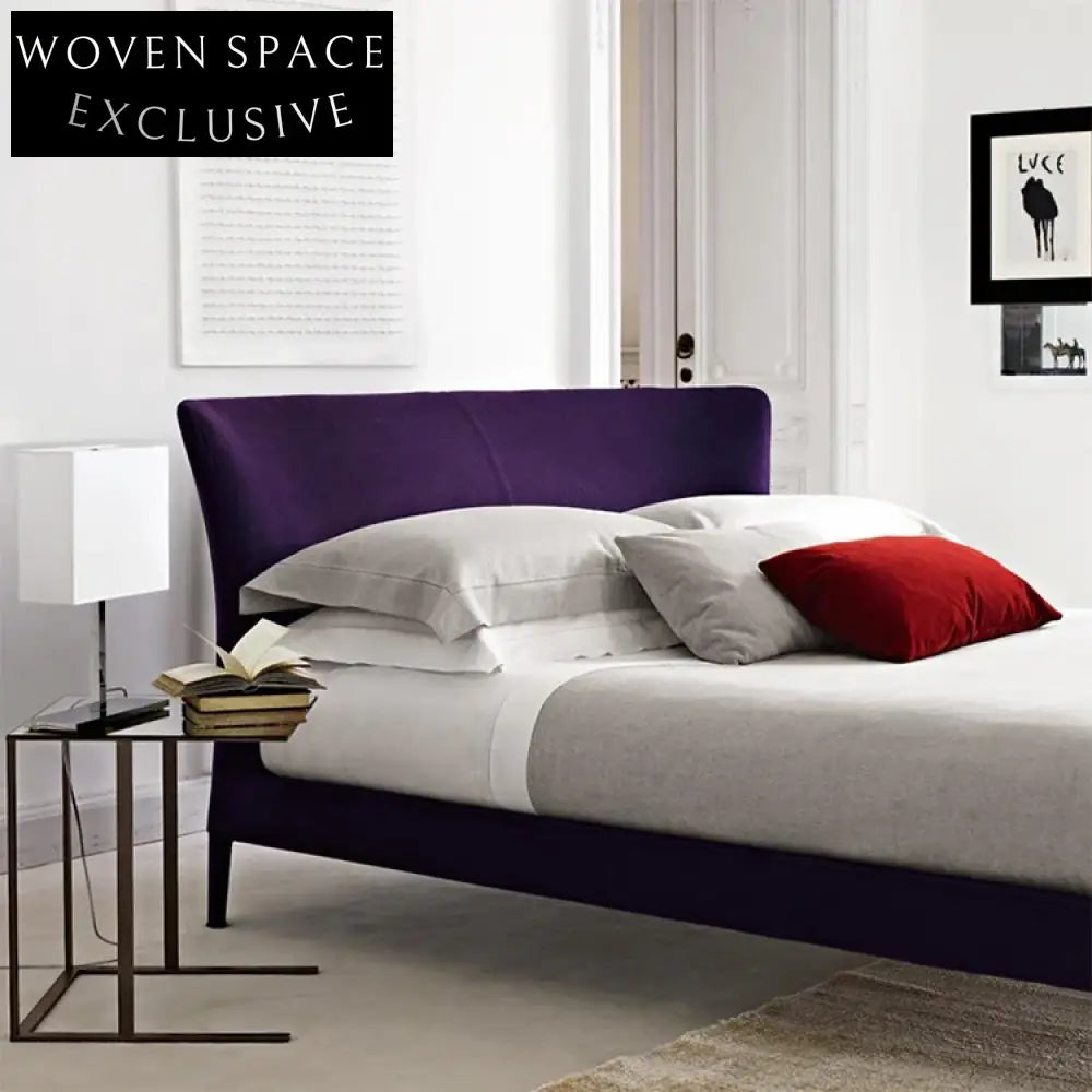 Luxury Italian Velvet Headboard Metal Leg King Queen Size Bedroom Bed