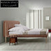 Luxury Italian Velvet Upholstered King Size Bed with Solid Wood Frame