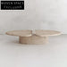 Luxury Japandi Natural Travertine Bowknot Living Room Center Coffee Table