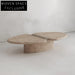 Luxury Japandi Natural Travertine Bowknot Living Room Center Coffee Table
