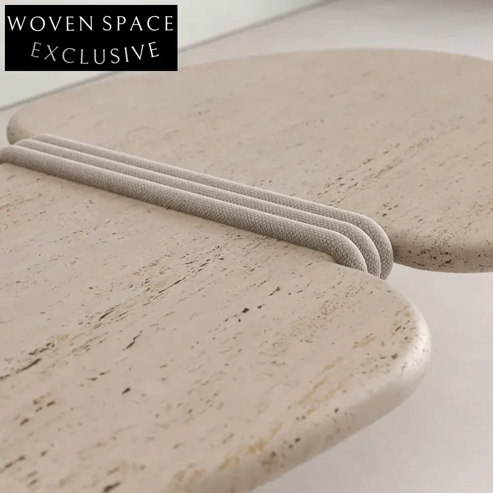 Luxury Japandi Natural Travertine Bowknot Living Room Center Coffee Table