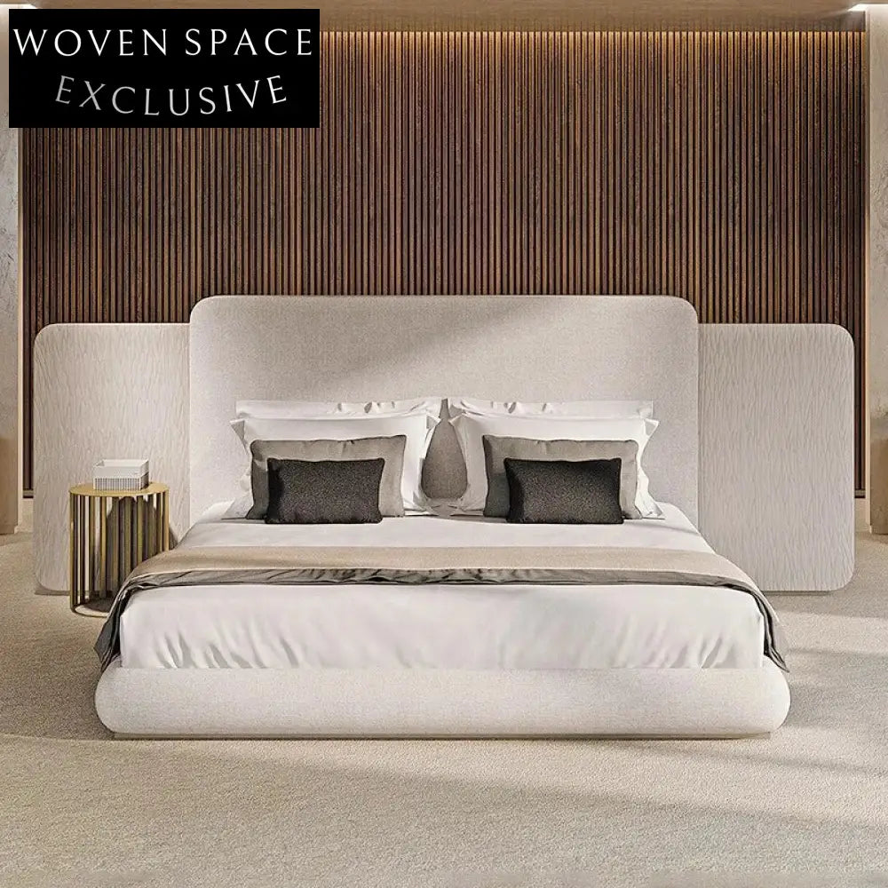 Luxury King Size Bed with High Headboard, Modern Italian Designer Velvet Fabric