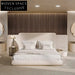 Luxury King Size Bed with High Headboard, Modern Italian Designer Velvet Fabric