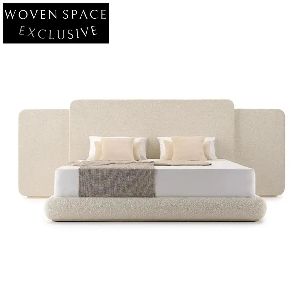 Luxury King Size Bed with High Headboard, Modern Italian Designer Velvet Fabric
