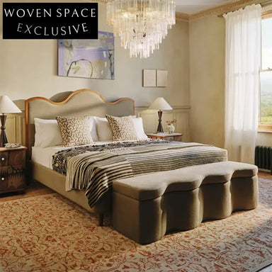 Luxury King Size Fabric Soft Bed Frame, Solid Wood High Headboard