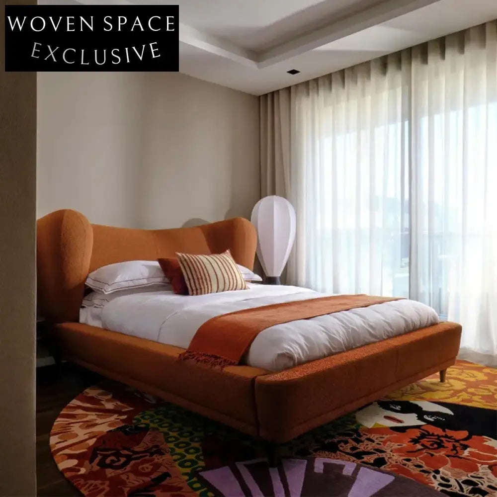 Luxury King-Size Italian Leather Upholstered Bed Frame with High Headboard