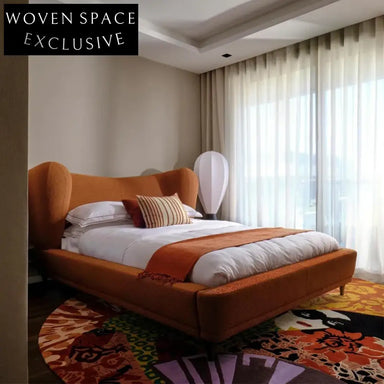 Luxury King-Size Italian Leather Upholstered Bed Frame with High Headboard