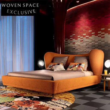 Luxury King-Size Italian Leather Upholstered Bed Frame with High Headboard