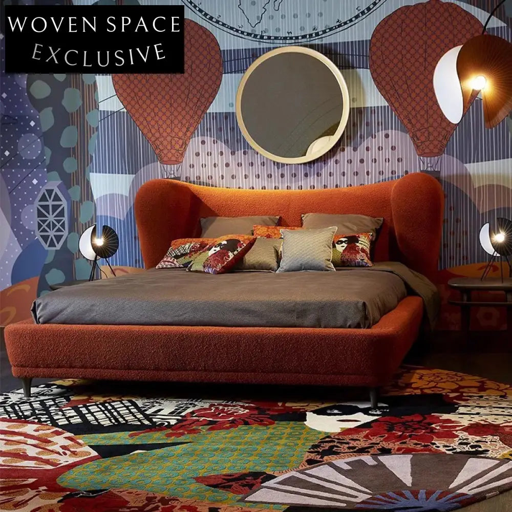 Luxury King-Size Italian Leather Upholstered Bed Frame with High Headboard