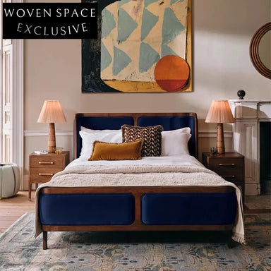 Luxury King Size Retro Solid Ash Wood Velvet Upholstered Soft Bed Frame