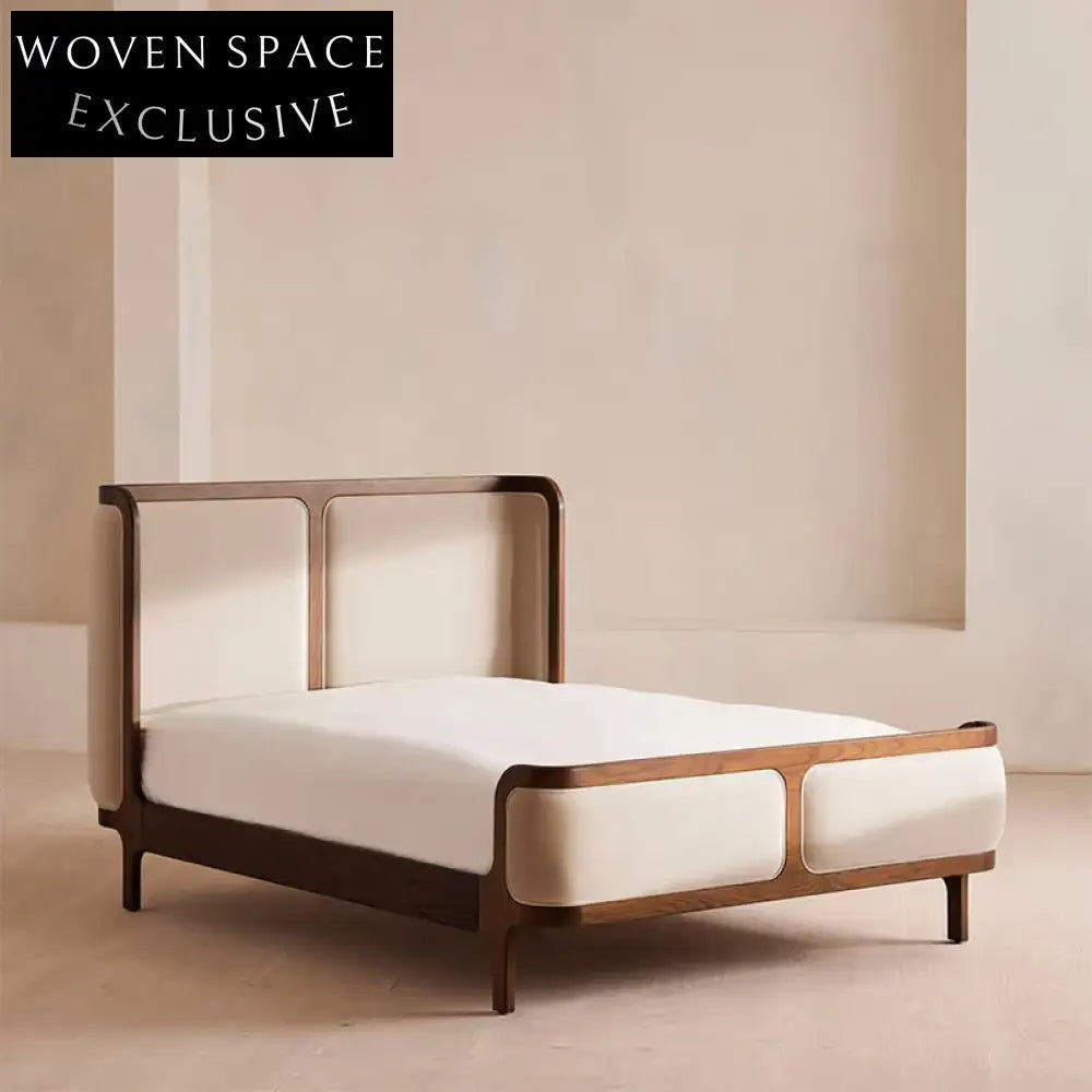 Luxury King Size Retro Solid Ash Wood Velvet Upholstered Soft Bed Frame